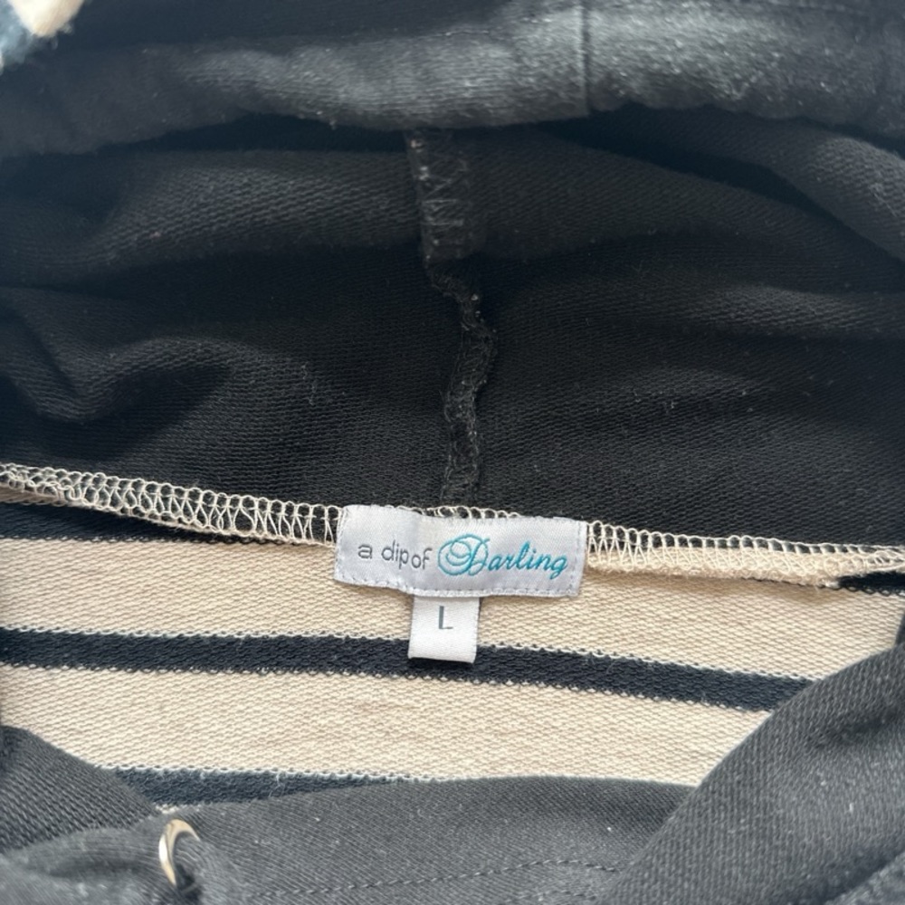 A Dip Of Darling Striped Double Hoodie Sweatshirt Size Large - Picture 4 of 5